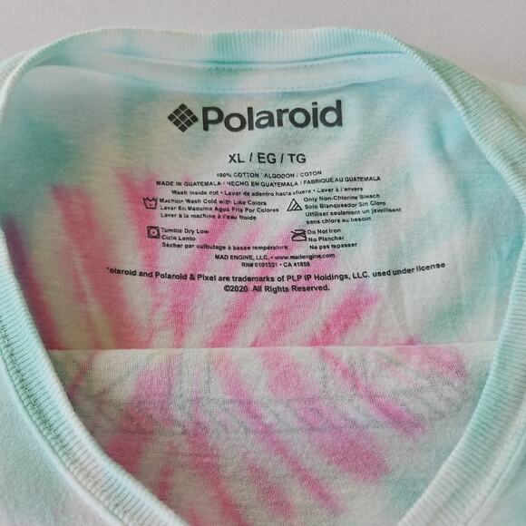 Polaroid Licensed Logo Top One Step 320 Land Camera Tie Dye T-Shirt Crop XL - Picture 3 of 6